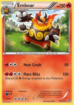 Emboar Pokemon card from Black White