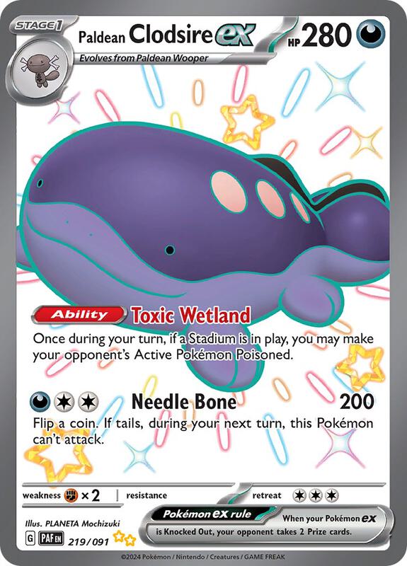 Paldean Clodsire ex Pokemon card from SV: Paldean Fates