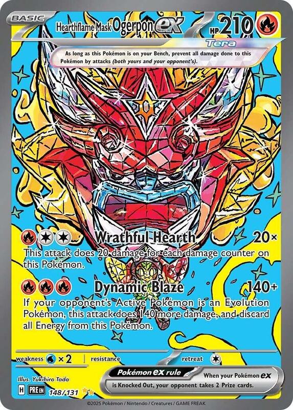 Hearthflame Mask Ogerpon ex Pokemon card from SV: Prismatic Evolutions