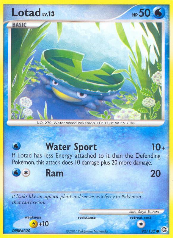 Lotad Pokemon card from Secret Wonders