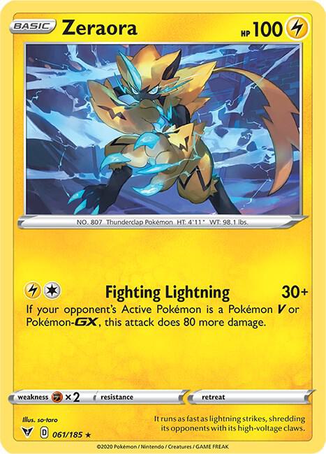 Zeraora Pokemon card from SWSH04: Vivid
