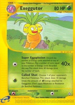 Exeggutor Pokemon card from Aquapolis