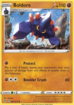 Boldore Pokemon card from Evolving Skies