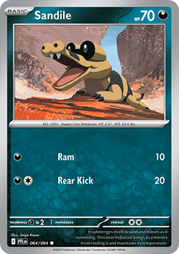 Sandile Pokemon card from Phantasmal Flames