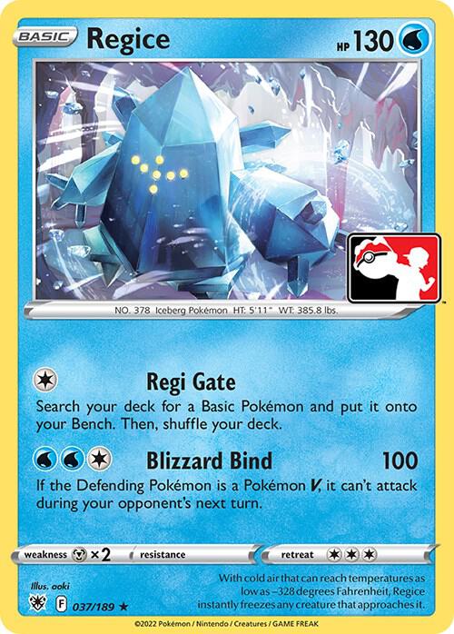 Regice Pokemon card from Prize Pack Series Cards