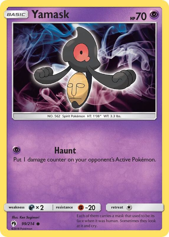 Yamask Pokemon card from SM - Lost Thunder