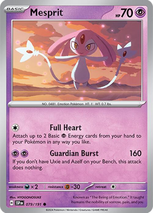 Mesprit Pokemon card from SV08: Surging Sparks