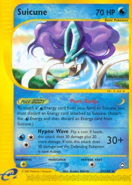 Suicune Pokemon card from Aquapolis