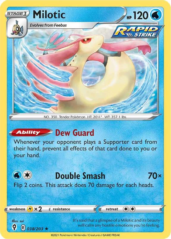 Milotic Pokemon card from SWSH07: Evolving Skies