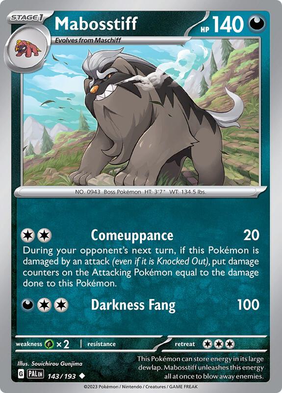 Mabosstiff Pokemon card from SV02: Paldea Evolved