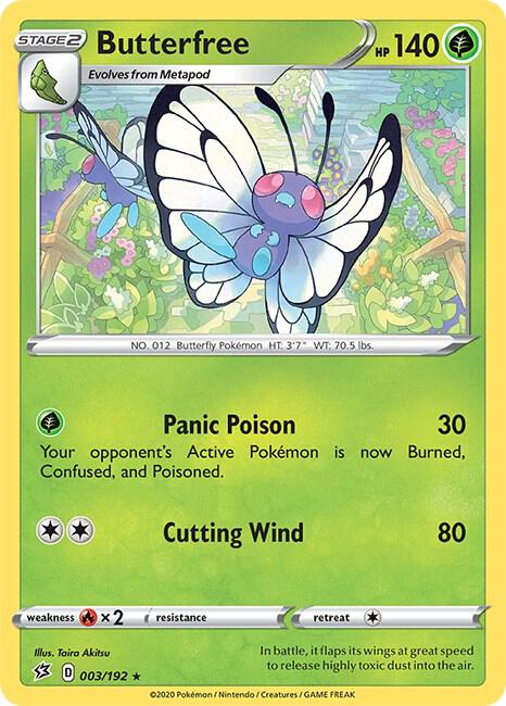 Butterfree Pokemon card from SWSH02: Rebel Clash