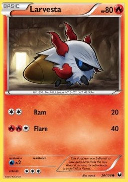 Larvesta Pokemon card from Dark Explorers