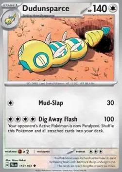 Dudunsparce Pokemon card from Paldea Evolved