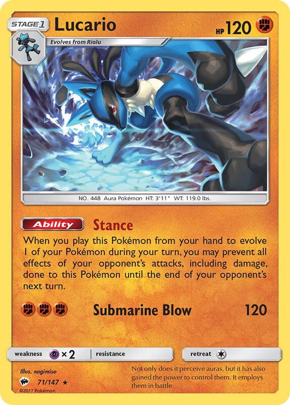 Lucario Pokemon card from SM - Burning Shadows