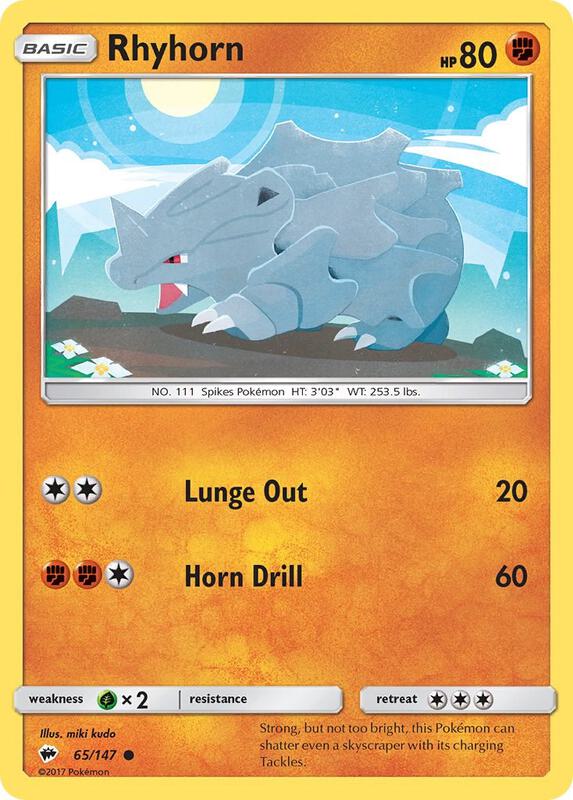 Rhyhorn Pokemon card from SM - Burning Shadows