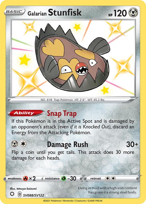 Galarian Stunfisk Pokemon card from Shining Fates: Shiny Vault