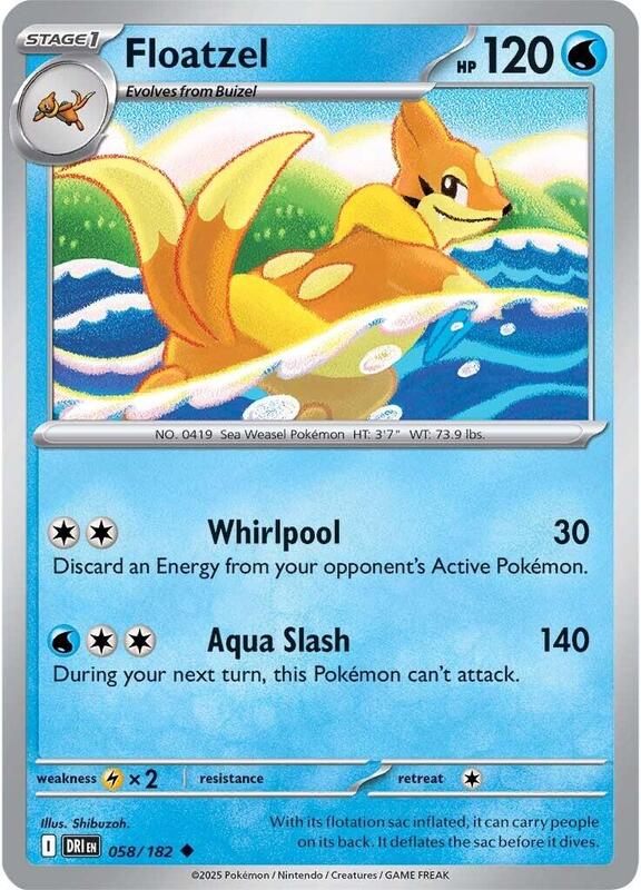 Floatzel Pokemon card from SV10: Destined Rivals