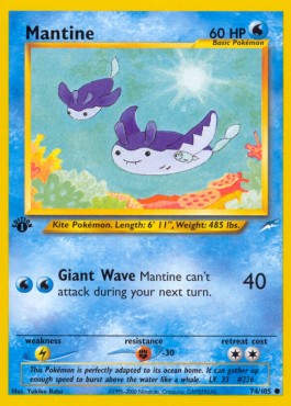 Mantine Pokemon card from Neo Destiny