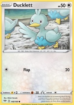 Ducklett Pokemon card from Darkness Ablaze