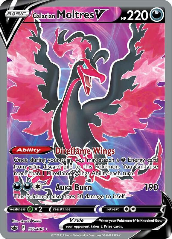 Galarian Moltres V (Full Art) Pokemon card from SWSH06: Chilling Reign