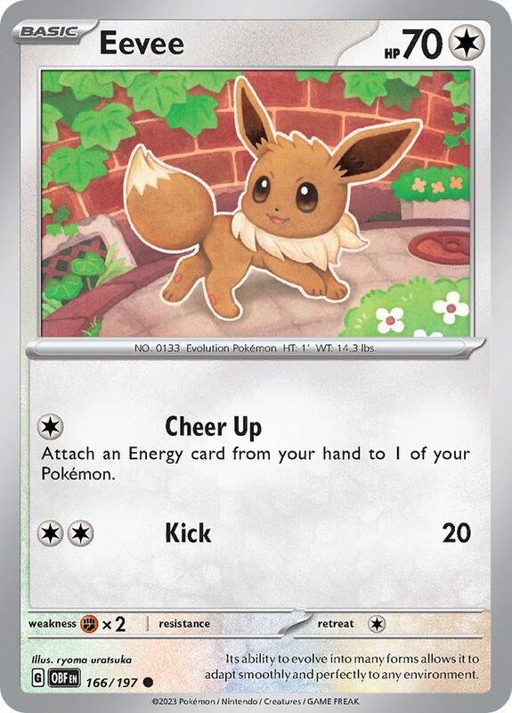 Eevee Pokemon card from SV03: Obsidian Flames
