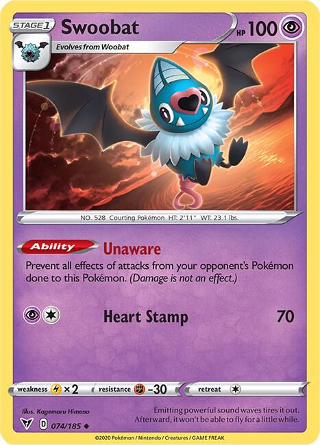 Swoobat Pokemon card from SWSH04: Vivid