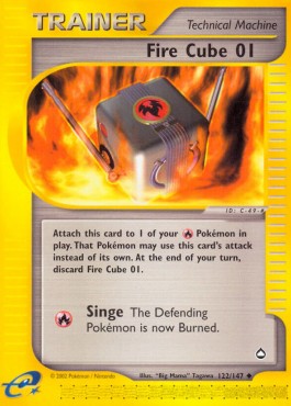 Fire Cube 01 Pokemon card from Aquapolis