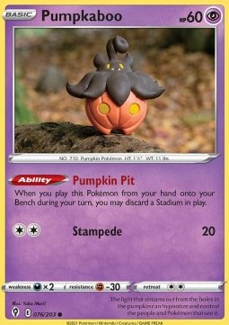 Pumpkaboo Pokemon card from Evolving Skies