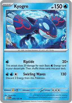 Kyogre Pokemon card from Mega Evolution