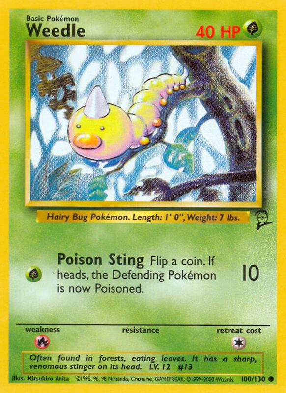 Weedle Pokemon card from Base Set 2