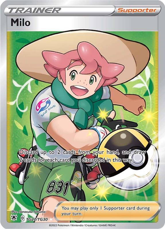 Milo Pokemon card from SWSH10: Astral Radiance Trainer Gallery