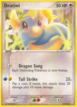 Dratini Pokemon card from EX Team Rocket Returns