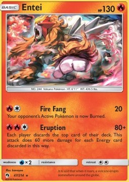 Entei Pokemon card from Lost Thunder