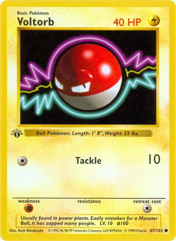 Voltorb Pokemon card from Base Set (Shadowless)