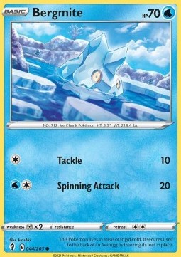 Bergmite Pokemon card from Evolving Skies