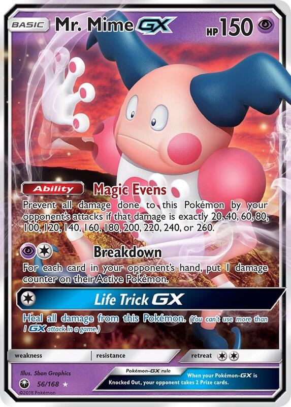 Mr. Mime GX Pokemon card from SM - Celestial Storm