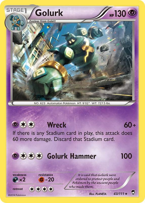 Golurk Pokemon card from XY - Furious Fists