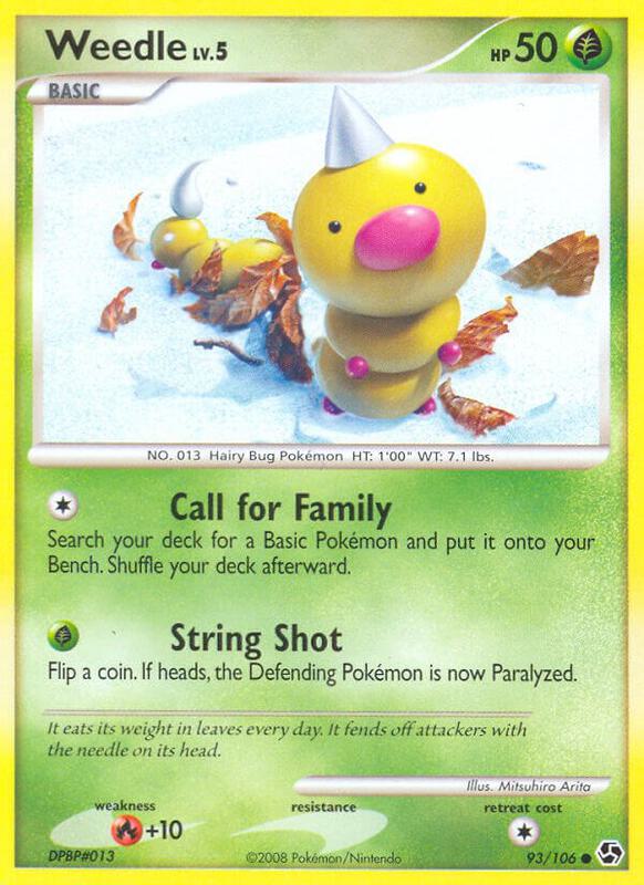 Weedle Pokemon card from Great Encounters