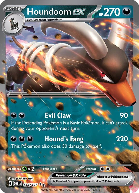 Houndoom ex Pokemon card from SV03: Obsidian Flames