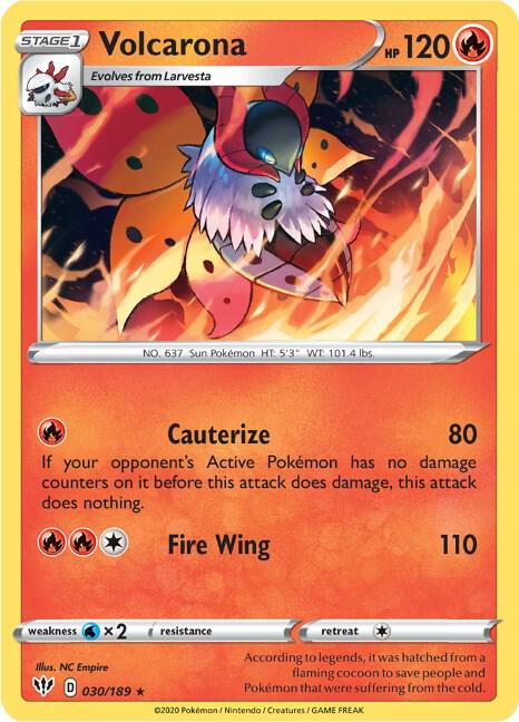 Volcarona Pokemon card from SWSH03: Darkness Ablaze