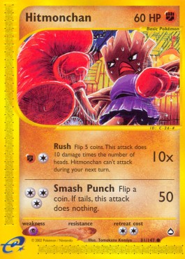 Hitmonchan Pokemon card from Aquapolis