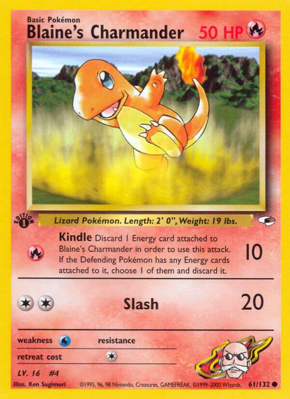 Blaine's Charmander Pokemon card from Gym Heroes