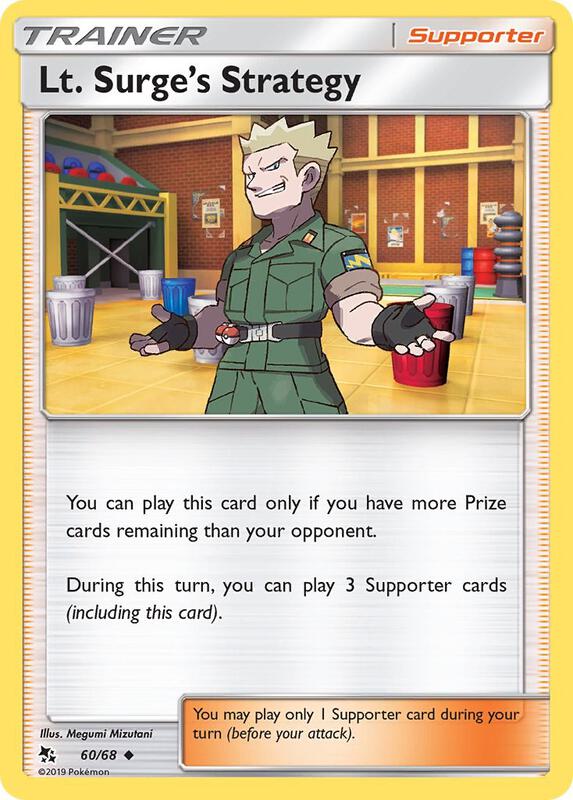 Lt. Surge's Strategy Pokemon card from Hidden Fates