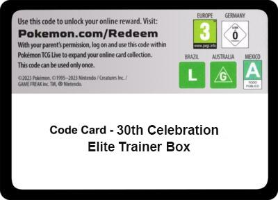 Code Card - 30th Celebration Elite Trainer Box