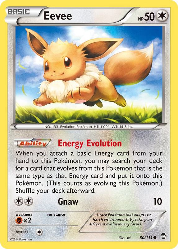Eevee Pokemon card from XY - Furious Fists