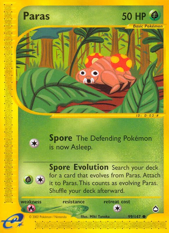 Paras Pokemon card from Aquapolis