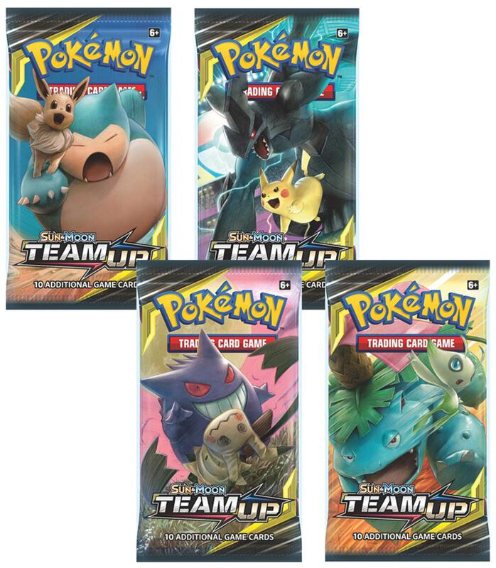 Team Up Booster Pack Art Bundle [Set of 4] Pokemon card from SM - Team Up