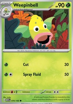 Weepinbell Pokemon card from 151