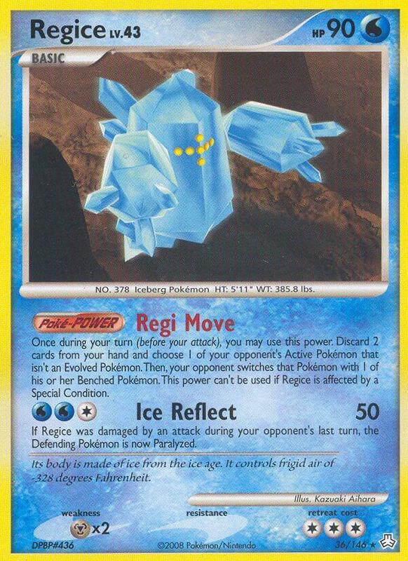 Regice Pokemon card from Legends Awakened