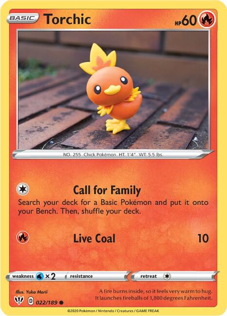 Torchic Pokemon card from SWSH03: Darkness Ablaze